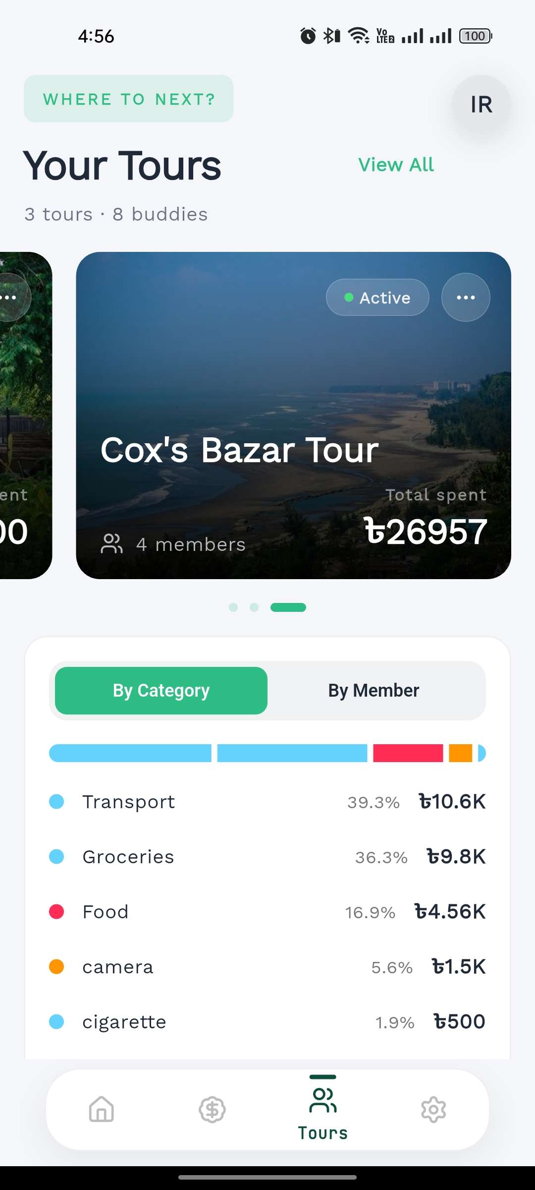 Your Tours list